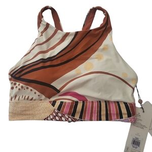 Calia Womens Racerback High Support Bikini Top Abstract Multi Size XS NWT